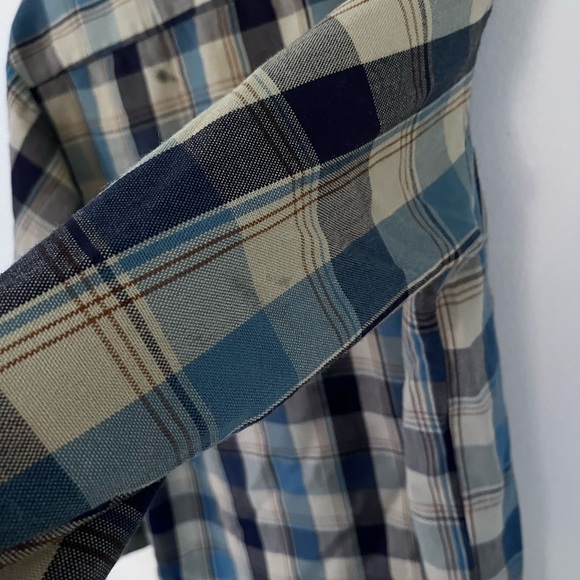 Dickies Button Up Vintage Work Shirt Plaid Blue and Brown Vintage Dickies - Picture 7 of 9